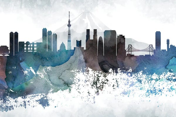 Skylines: Tokyo Bluish Skylines by WallDecorAddict