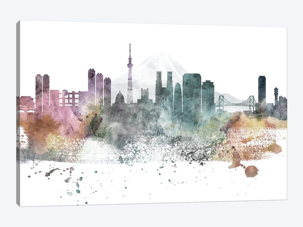 Tokyo Pastel Skylines by WallDecorAddict 1-piece Canvas Art Print
