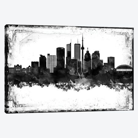 Toronto Black And White Framed Skylines Canvas Print #WDA480} by WallDecorAddict Art Print