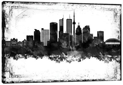 Toronto Black And White Framed Skylines Canvas Art Print - Ontario