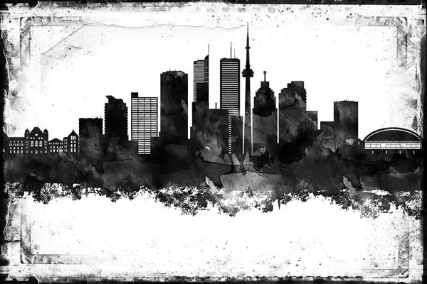Ontario: Toronto Black And White Framed Skylines by WallDecorAddict