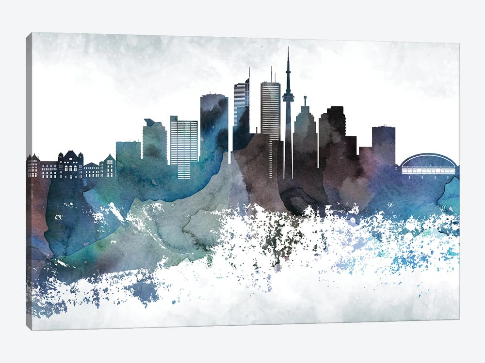 Toronto Bluish Skylines by WallDecorAddict 1-piece Canvas Art Print