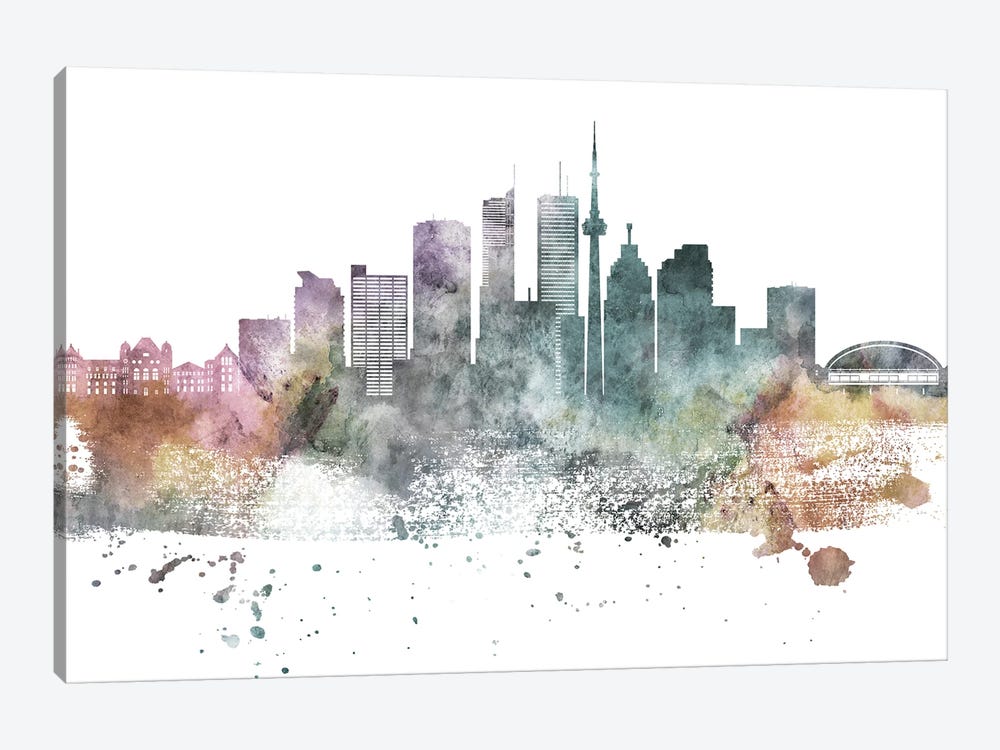 Toronto Pastel Skylines by WallDecorAddict 1-piece Canvas Artwork