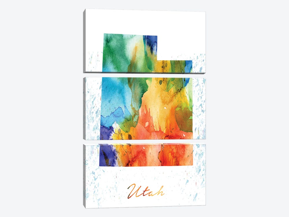 Utah State Colorful by WallDecorAddict 3-piece Canvas Print