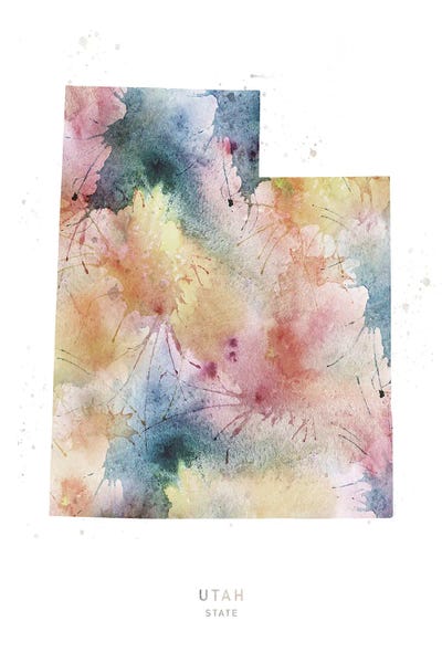 Utah State Watercolor by WallDecorAddict art print