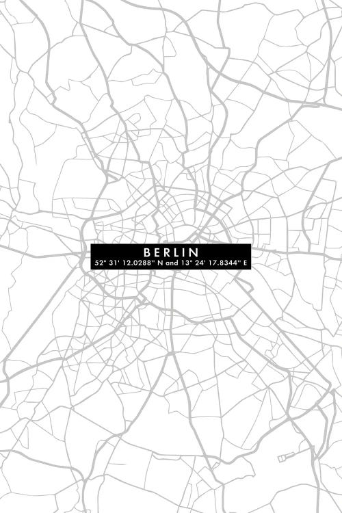 Berlin City Map Minimal by WallDecorAddict wall art