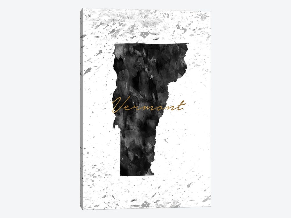 Vermont Black And White Gold by WallDecorAddict 1-piece Canvas Print
