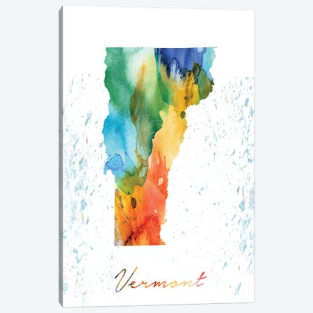 Vermont State Colorful Canvas Print #WDA492} by WallDecorAddict Canvas Wall Art