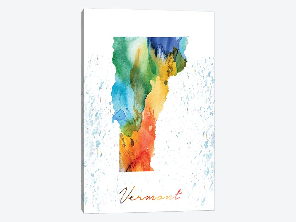 Vermont State Colorful by WallDecorAddict 1-piece Canvas Art Print