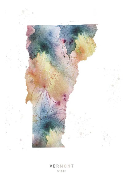 Vermont: Vermont State Watercolor by WallDecorAddict