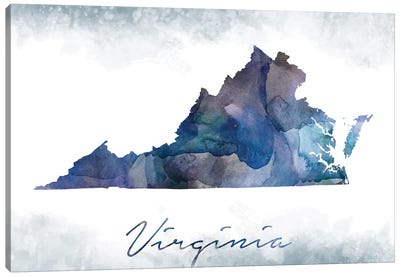 Virginia State Bluish Canvas Art Print - Large Map Art