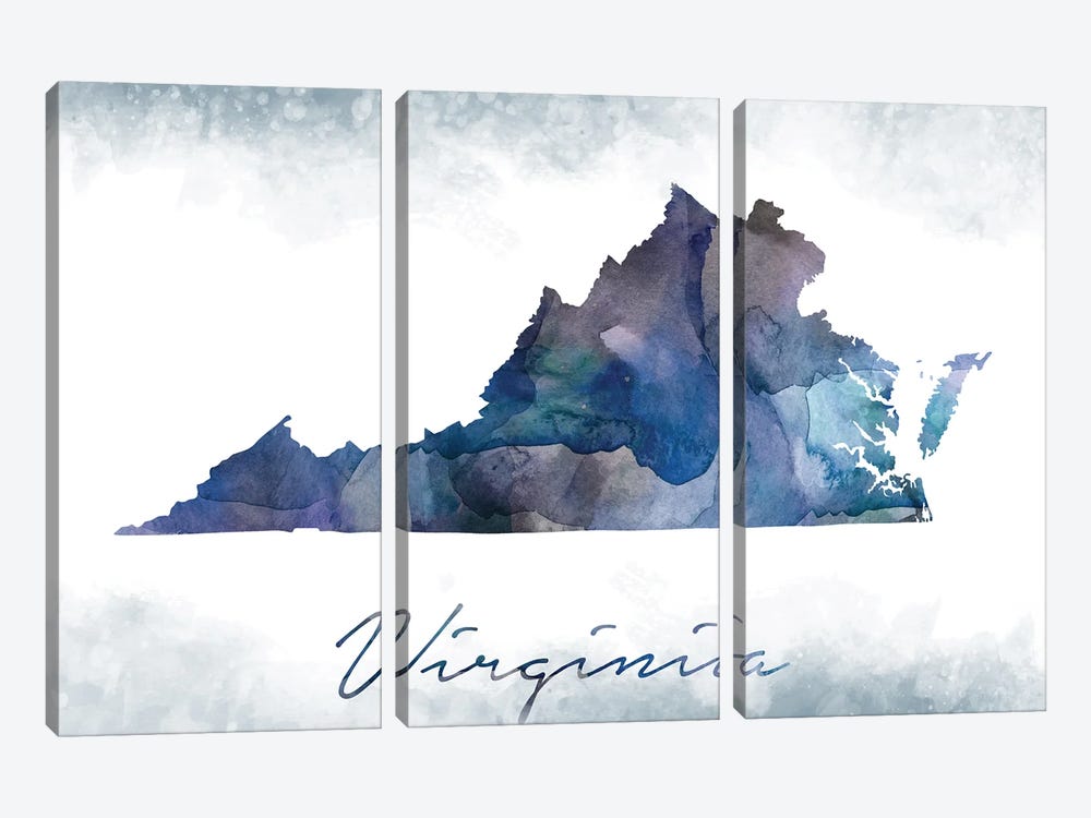 Virginia State Bluish by WallDecorAddict 3-piece Canvas Art Print