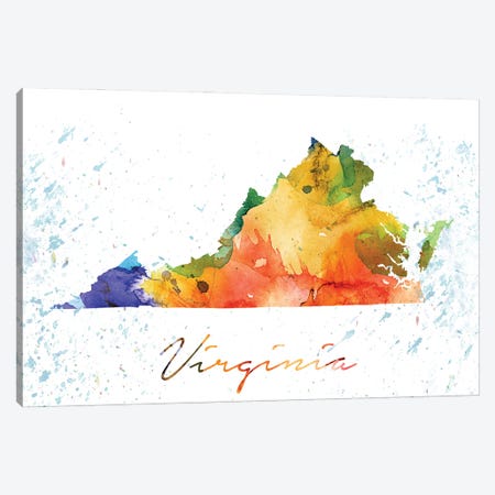Virginia State Colorful Canvas Print #WDA497} by WallDecorAddict Canvas Print