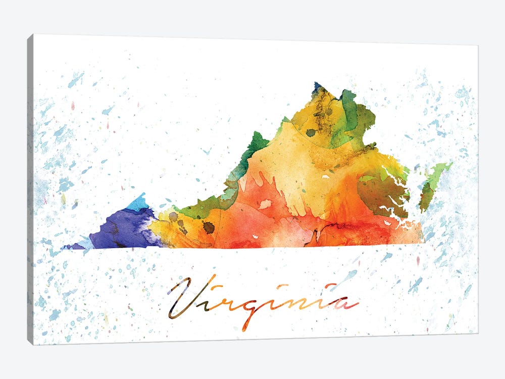 Virginia State Colorful by WallDecorAddict 1-piece Canvas Artwork