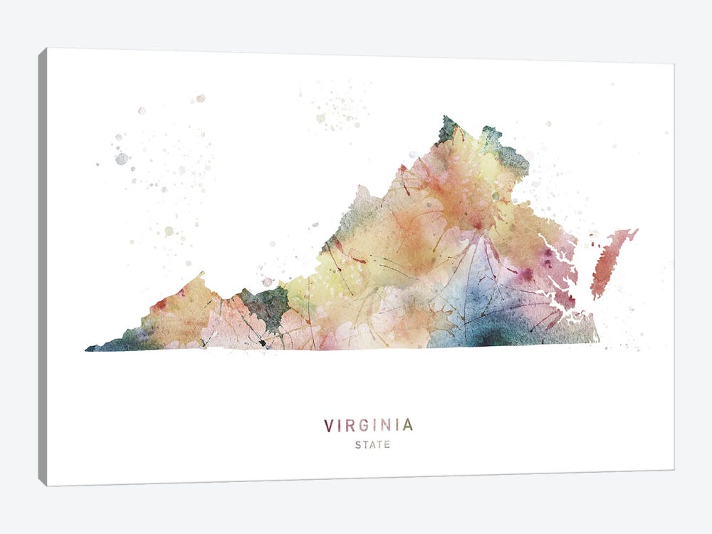 Virginia Watercolor State Map by WallDecorAddict 1-piece Art Print