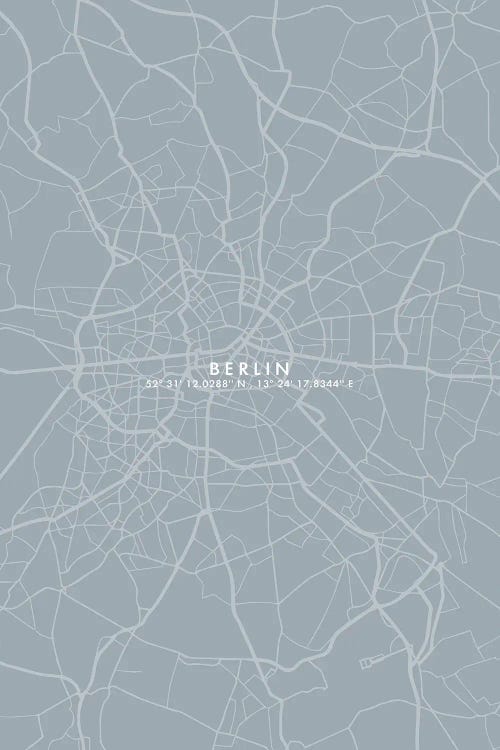 Berlin City Map Simplecolor by WallDecorAddict wall art
