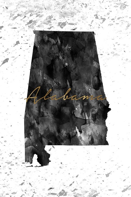 Alabama Black And White Gold by WallDecorAddict wall art