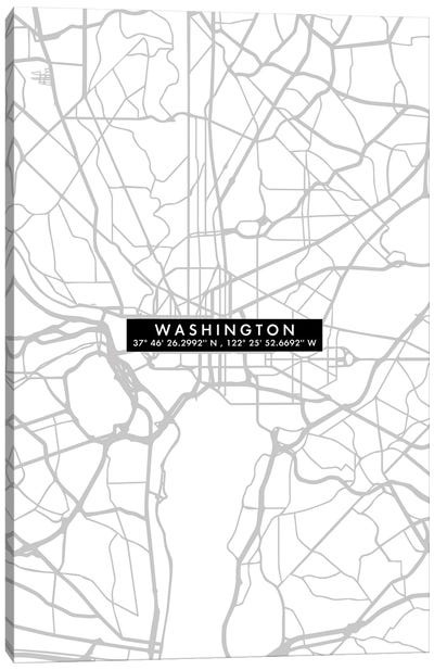 Washington Citymapminimal Canvas Art Print - Washington DC Maps