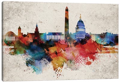 Washington Abstract Canvas Art Print - WallDecorAddict