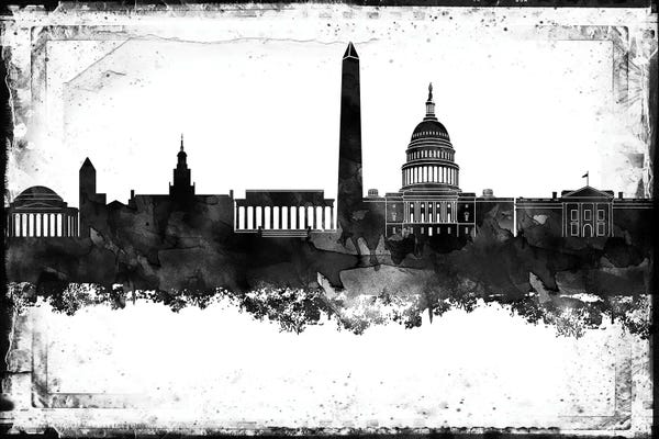Washington Black And White Framed Skylines
