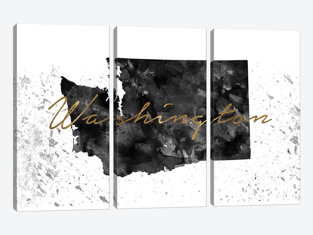 Washington Black And White Gold by WallDecorAddict 3-piece Canvas Art