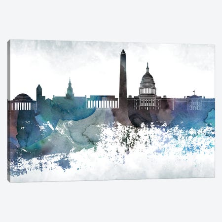 Washington Bluish Skylines Canvas Print #WDA504} by WallDecorAddict Canvas Art Print