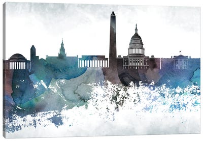 Washington Bluish Skylines Canvas Art Print - Washington DC Skylines
