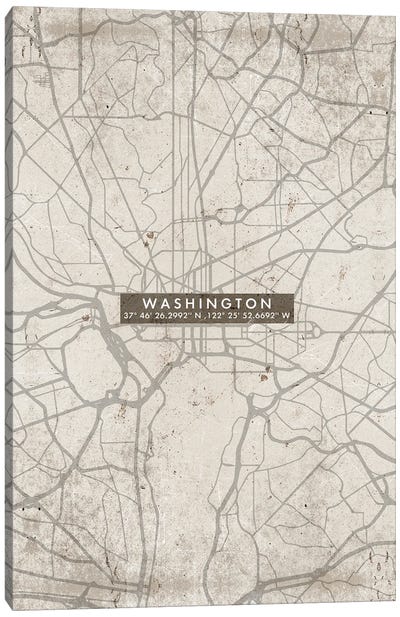 Washington City Map Abstract Canvas Art Print - Washington DC Maps