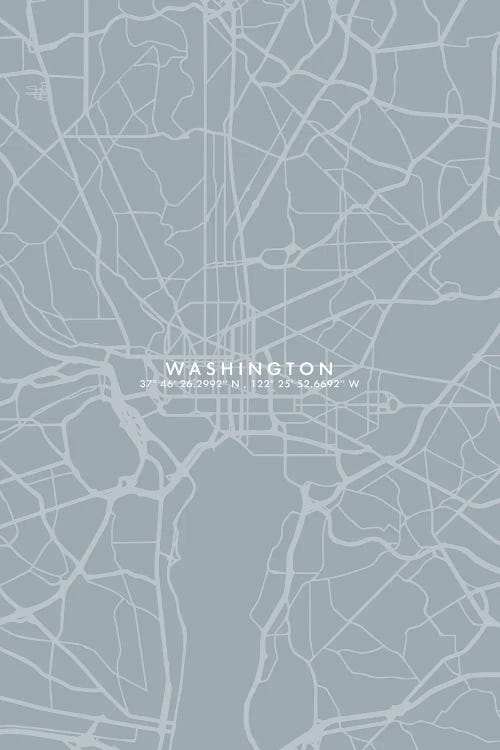 Washington City Map Simple Color by WallDecorAddict wall art