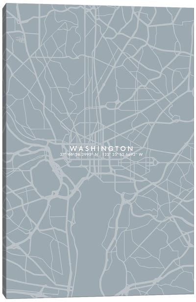 Washington City Map Simple Color Canvas Art Print - Washington DC Maps