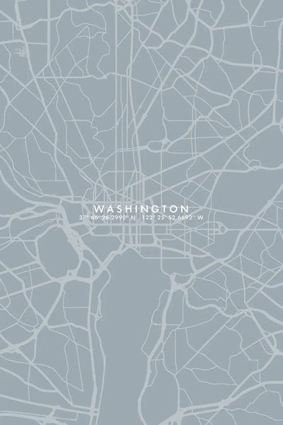 Washington, D.C. Maps: Washington City Map Simple Color by WallDecorAddict