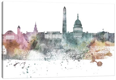Washington Pastel Skylines Canvas Art Print - Washington DC Skylines