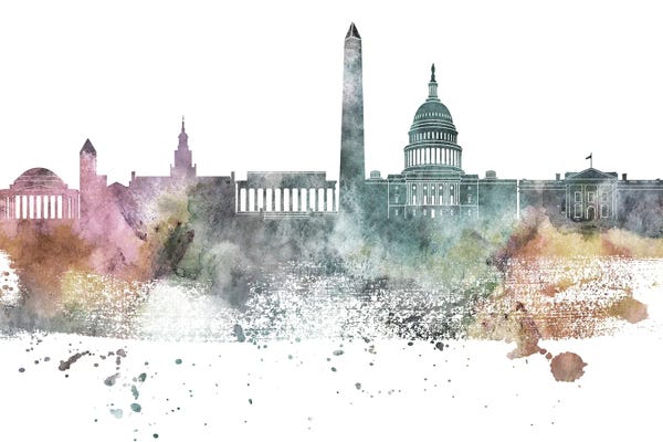 Washington, D.C. Skylines: Washington Pastel Skylines by WallDecorAddict