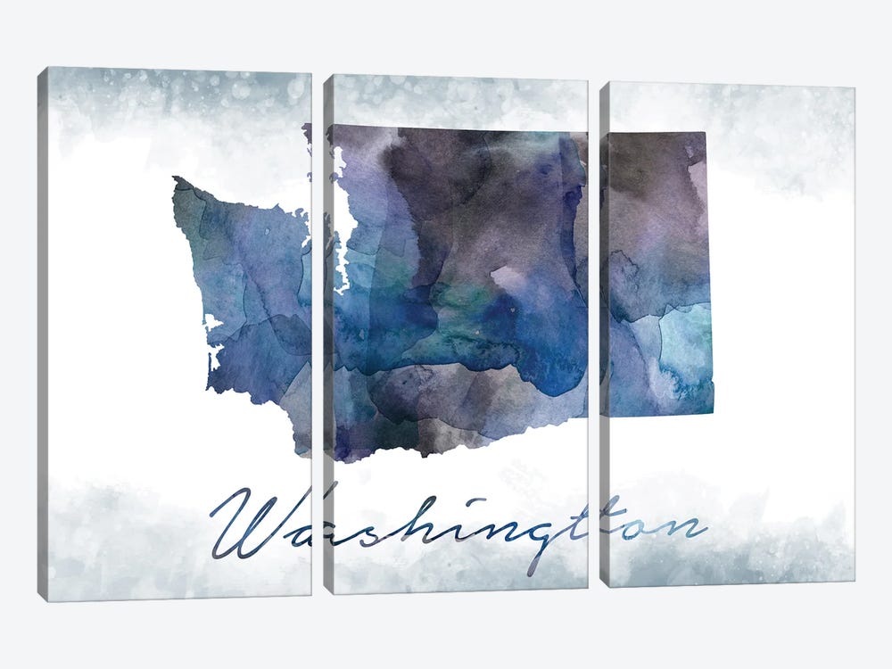 Washington State Bluish by WallDecorAddict 3-piece Canvas Wall Art
