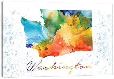 Washington State Colorful Canvas Art Print - Washington Art