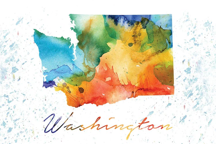 Washington State Colorful by WallDecorAddict wall art