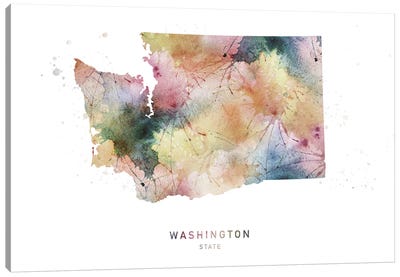 Washington Watercolor State Map Canvas Art Print - State Maps