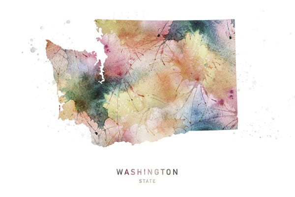 Washington: Washington Watercolor State Map by WallDecorAddict