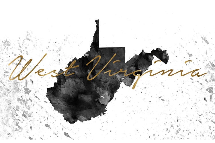 West Virginia Black And White Gold by WallDecorAddict wall art