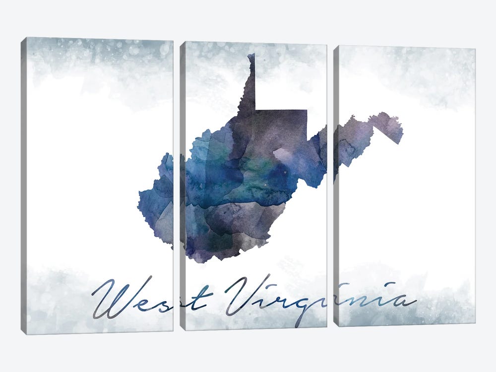 West Virginia State Bluish by WallDecorAddict 3-piece Canvas Art Print