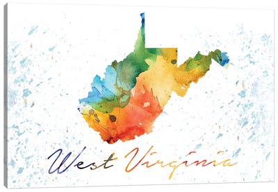 West Virginia State Colorful Canvas Art Print - West Virginia Art