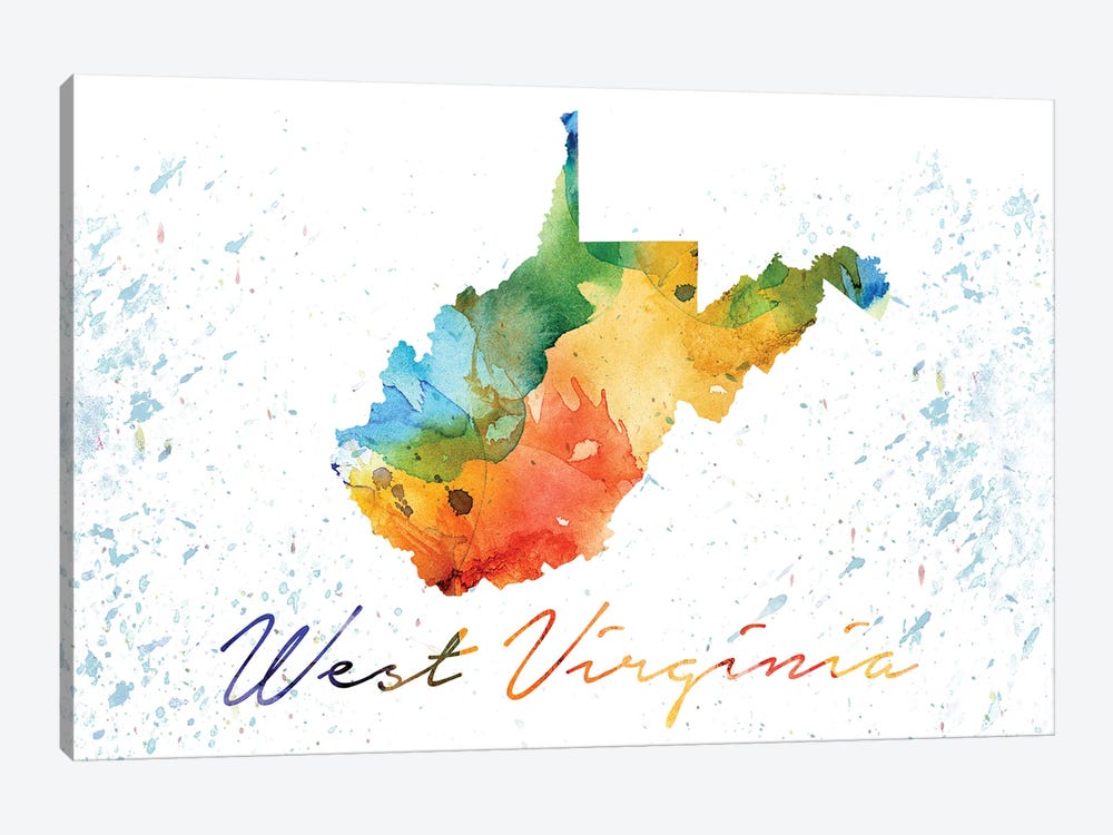 West Virginia State Colorful by WallDecorAddict 1-piece Canvas Wall Art