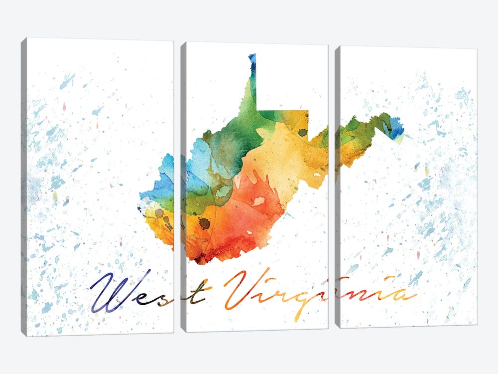 West Virginia State Colorful by WallDecorAddict 3-piece Canvas Artwork