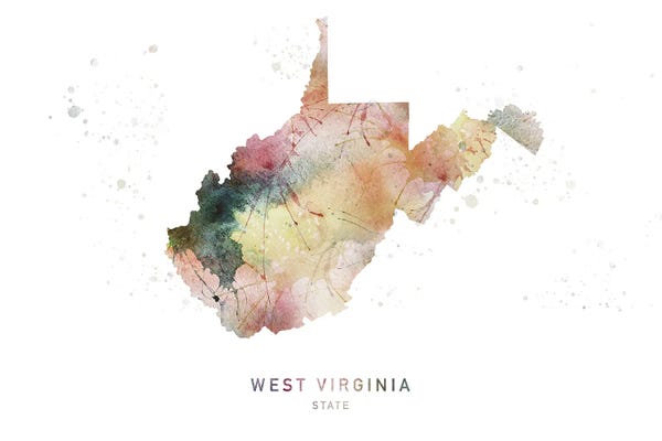 West Virginia: West Virginia Watercolor State Map by WallDecorAddict