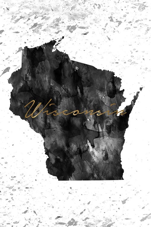 Wisconsin Black And White Gold by WallDecorAddict wall art