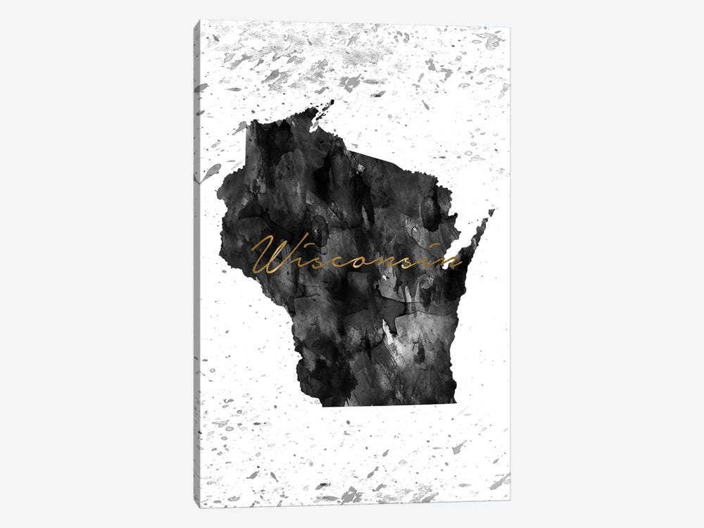 Wisconsin Black And White Gold by WallDecorAddict 1-piece Art Print