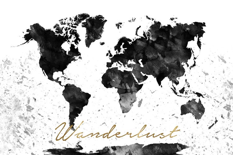 Black And White World Map Wanderlust