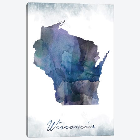 Wisconsin State Bluish Canvas Print #WDA520} by WallDecorAddict Canvas Art