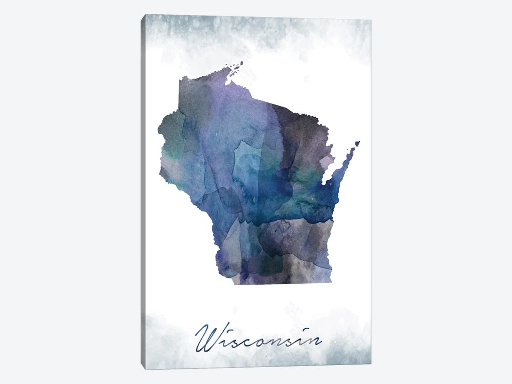 Wisconsin State Bluish by WallDecorAddict 1-piece Canvas Art Print