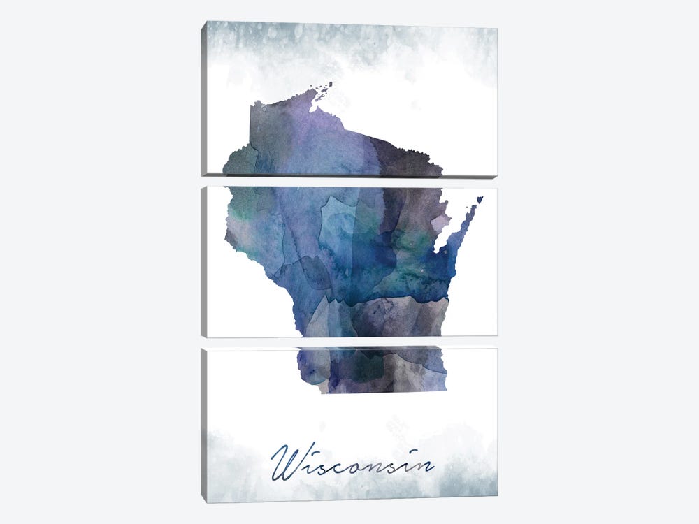 Wisconsin State Bluish by WallDecorAddict 3-piece Canvas Print